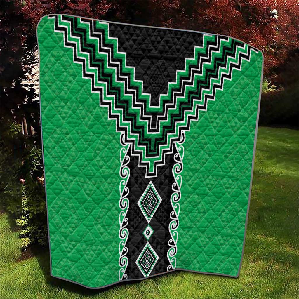 Green Niho Taniwha Mix Poutama Quilt Unique Taniko Aotearoa LT01 - Polynesian Pride