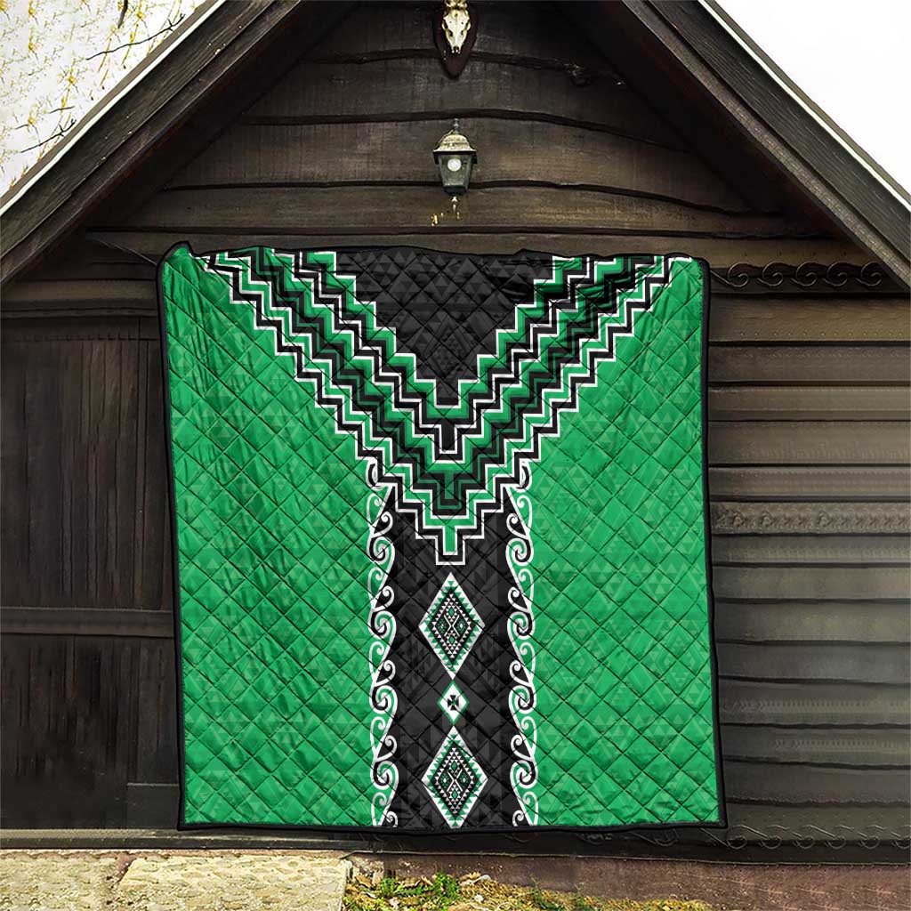 Green Niho Taniwha Mix Poutama Quilt Unique Taniko Aotearoa LT01 - Polynesian Pride