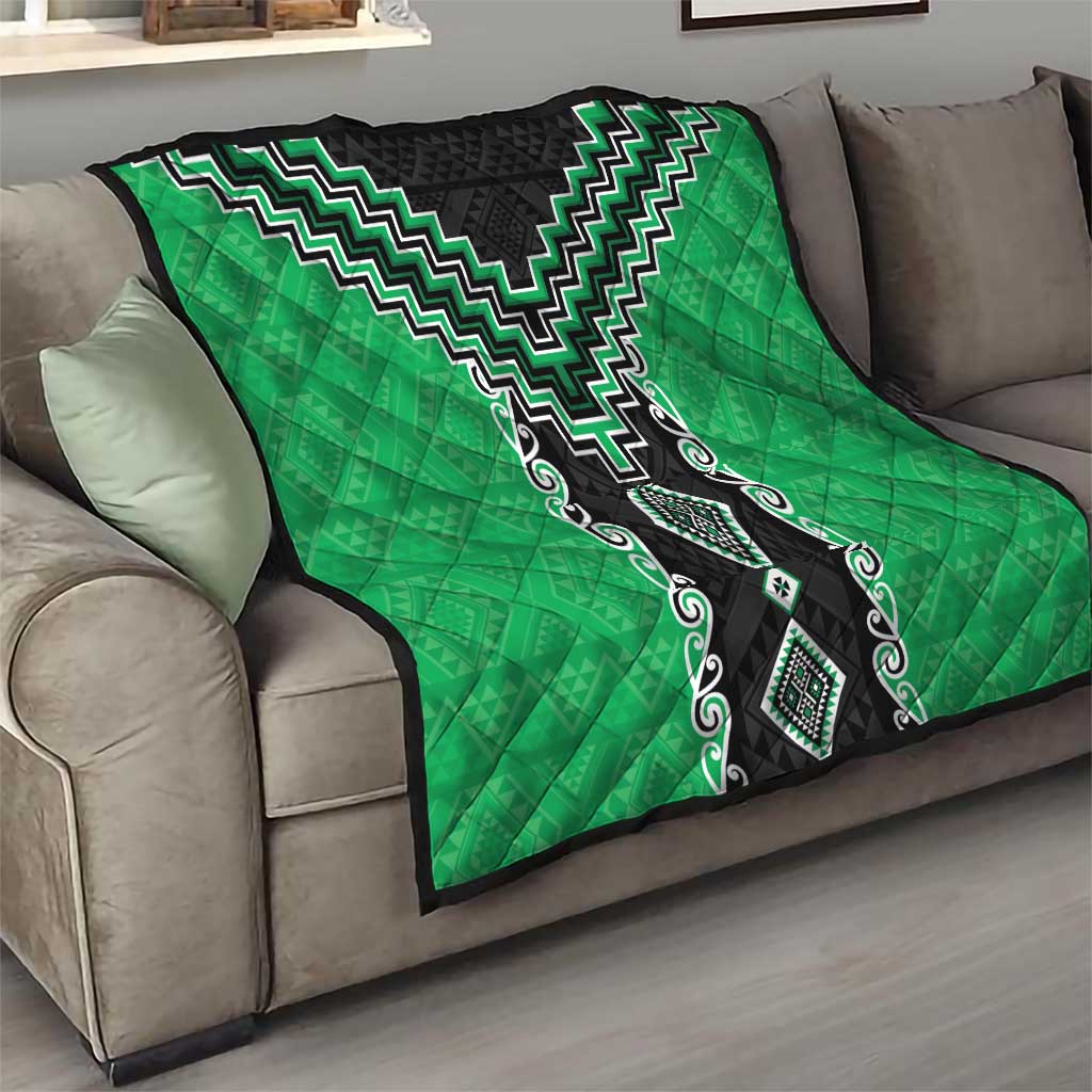 Green Niho Taniwha Mix Poutama Quilt Unique Taniko Aotearoa LT01 - Polynesian Pride