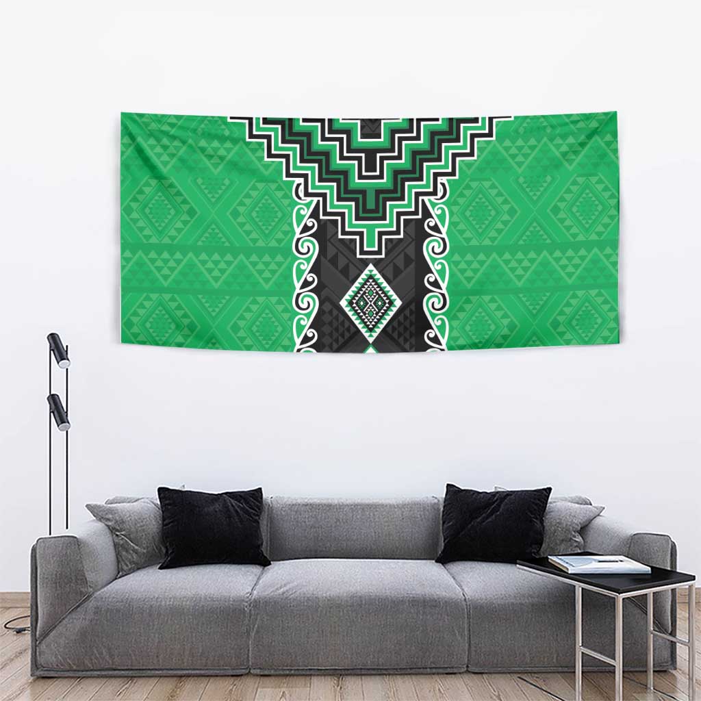 Green Niho Taniwha Mix Poutama Tapestry Unique Taniko Aotearoa