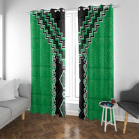 Green Niho Taniwha Mix Poutama Window Curtain Unique Taniko Aotearoa