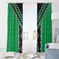 Green Niho Taniwha Mix Poutama Window Curtain Unique Taniko Aotearoa