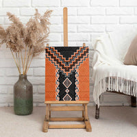 Orange Niho Taniwha Mix Poutama Canvas Wall Art Unique Taniko Aotearoa