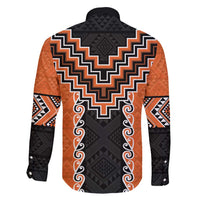 Orange Niho Taniwha Mix Poutama Family Matching Long Sleeve Bodycon Dress and Hawaiian Shirt Unique Taniko Aotearoa LT01 - Polynesian Pride