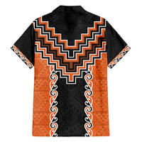 Orange Niho Taniwha Mix Poutama Family Matching Puletasi and Hawaiian Shirt Unique Taniko Aotearoa LT01 - Polynesian Pride