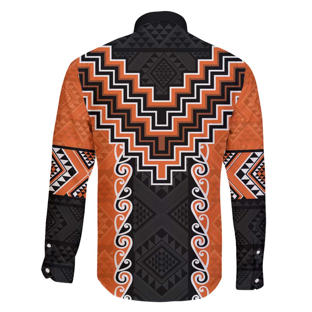 Orange Niho Taniwha Mix Poutama Family Matching Puletasi and Hawaiian Shirt Unique Taniko Aotearoa LT01 - Polynesian Pride