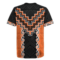 Orange Niho Taniwha Mix Poutama Rugby Jersey Unique Taniko Aotearoa LT01 - Polynesian Pride