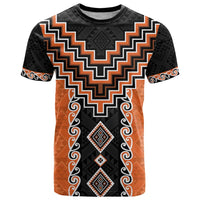 Orange Niho Taniwha Mix Poutama T Shirt Unique Taniko Aotearoa LT01 Orange - Polynesian Pride