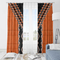 Orange Niho Taniwha Mix Poutama Window Curtain Unique Taniko Aotearoa