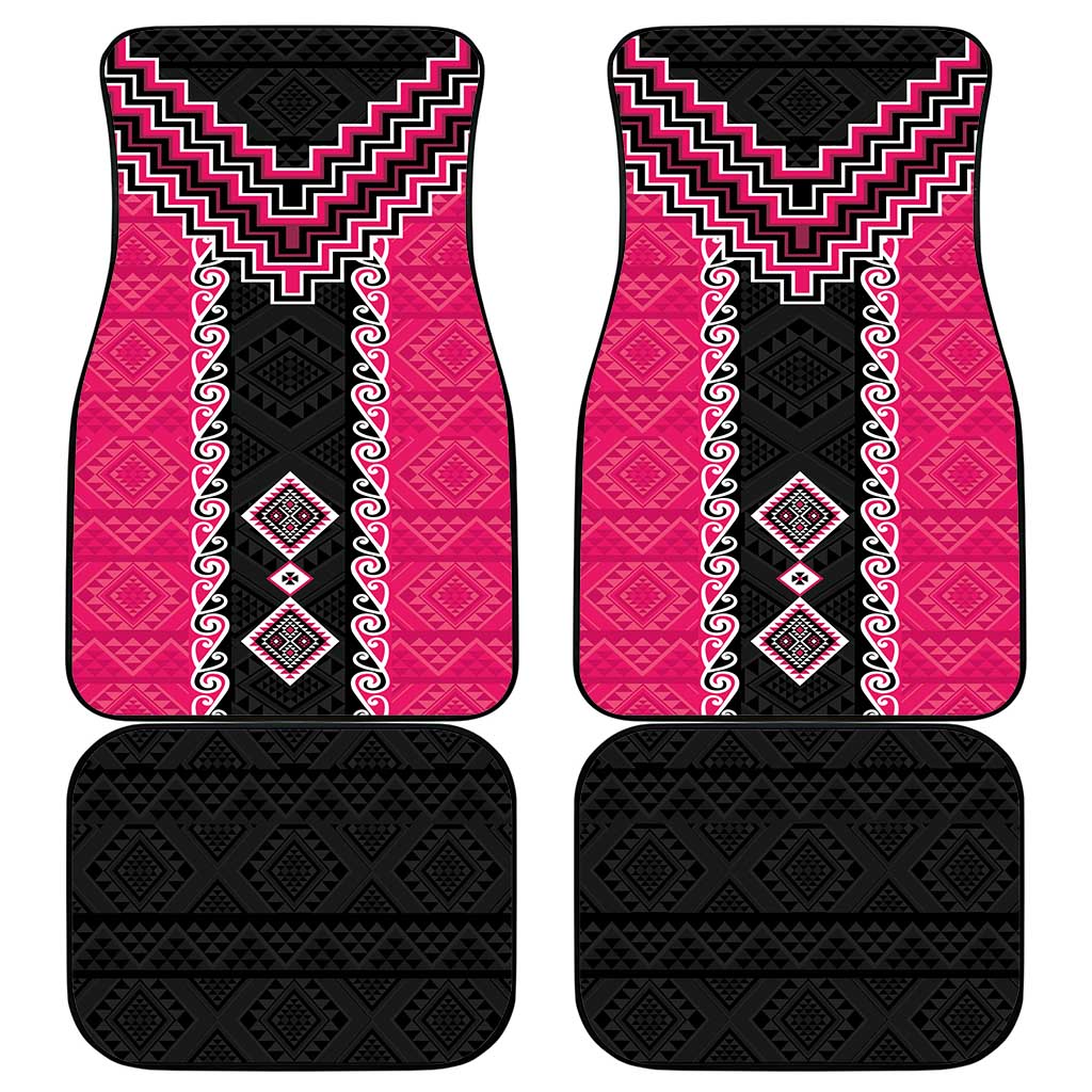 Pink Niho Taniwha Mix Poutama Car Mats Unique Taniko Aotearoa