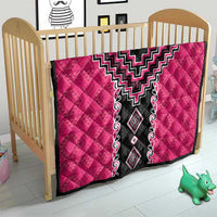 Pink Niho Taniwha Mix Poutama Quilt Unique Taniko Aotearoa LT01 - Polynesian Pride