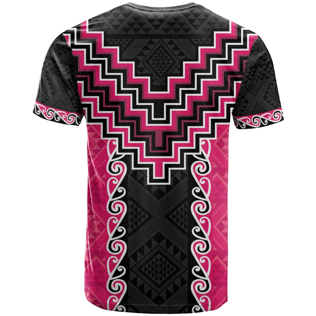Pink Niho Taniwha Mix Poutama T Shirt Unique Taniko Aotearoa LT01 - Polynesian Pride