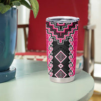 Pink Niho Taniwha Mix Poutama Tumbler Cup Unique Taniko Aotearoa LT01 - Polynesian Pride