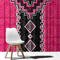 Pink Niho Taniwha Mix Poutama Window Curtain Unique Taniko Aotearoa