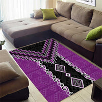 Purple Niho Taniwha Mix Poutama Area Rug Unique Taniko Aotearoa
