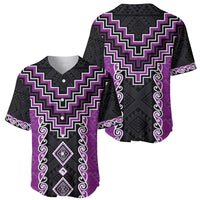 Purple Niho Taniwha Mix Poutama Baseball Jersey Unique Taniko Aotearoa LT01 - Polynesian Pride