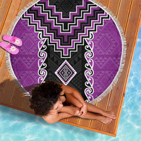 Purple Niho Taniwha Mix Poutama Beach Blanket Unique Taniko Aotearoa