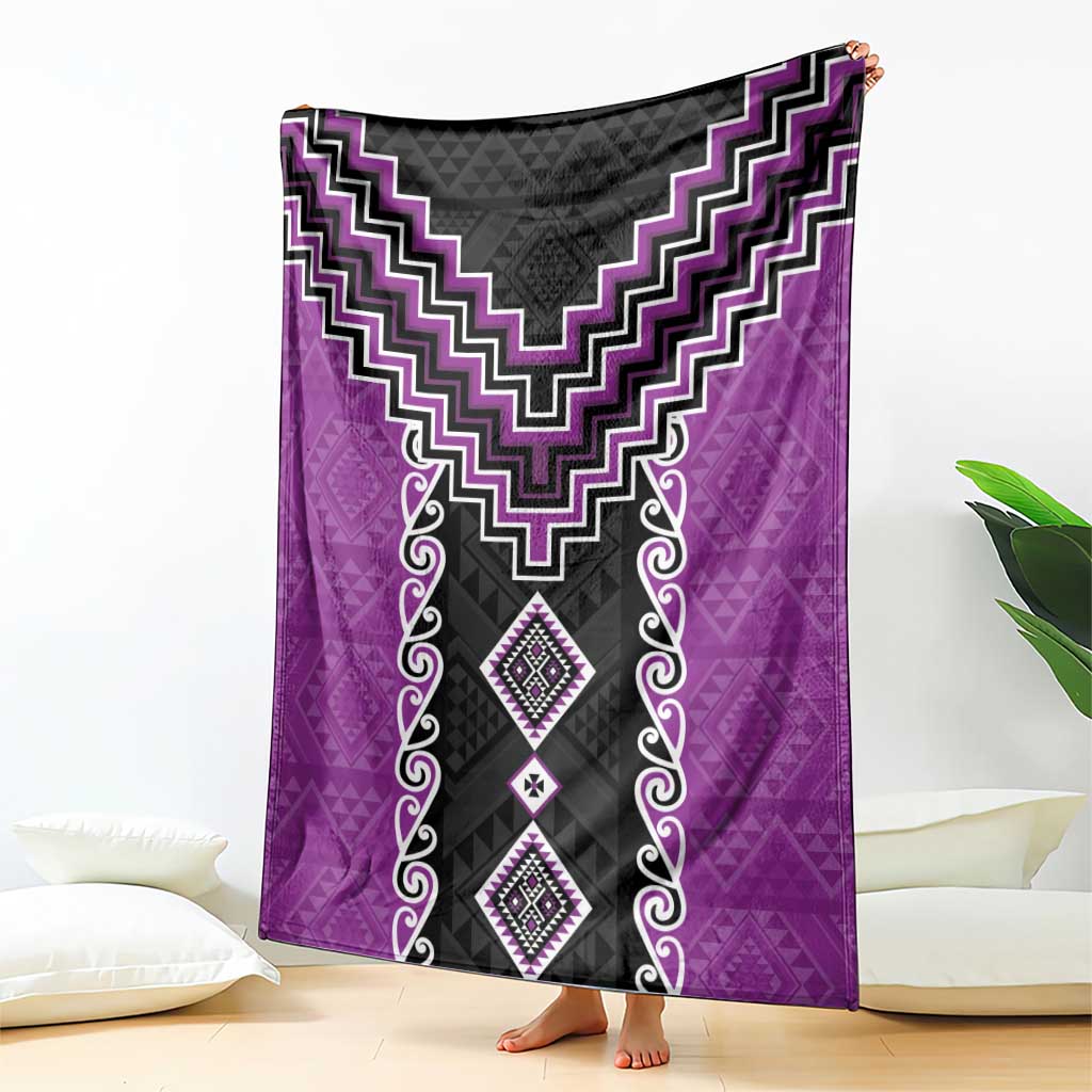 Purple Niho Taniwha Mix Poutama Blanket Unique Taniko Aotearoa