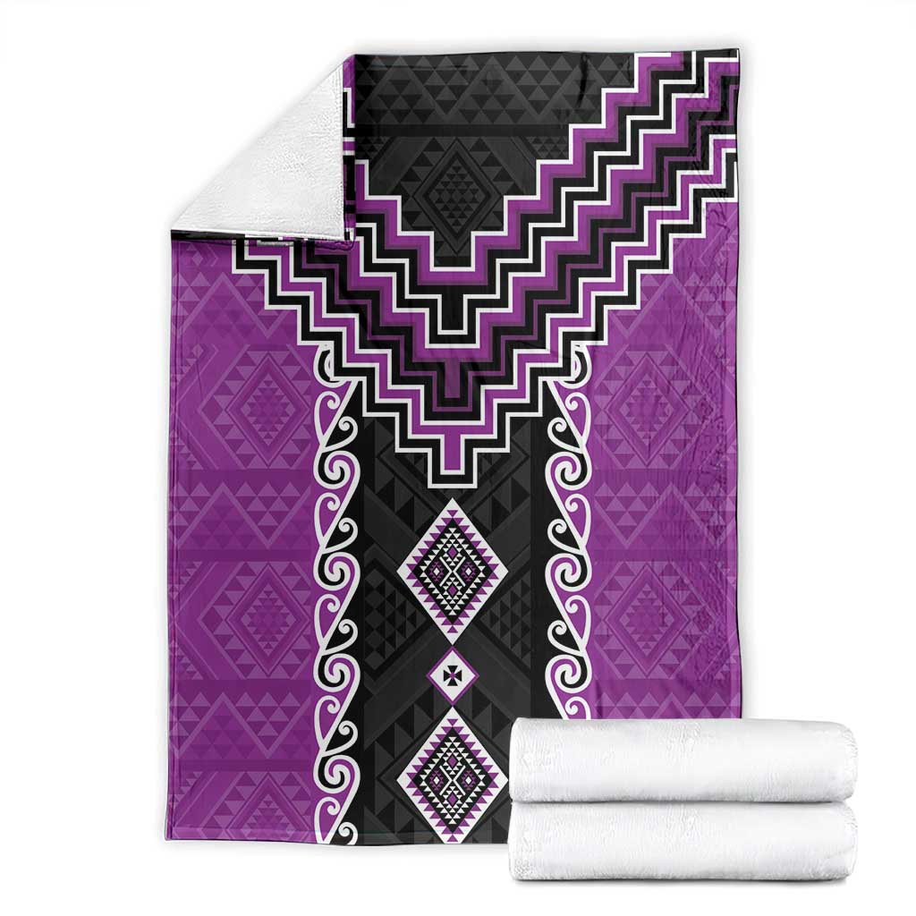 Purple Niho Taniwha Mix Poutama Blanket Unique Taniko Aotearoa