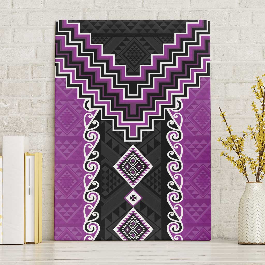 Purple Niho Taniwha Mix Poutama Canvas Wall Art Unique Taniko Aotearoa