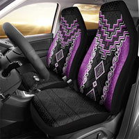 Purple Niho Taniwha Mix Poutama Car Seat Cover Unique Taniko Aotearoa