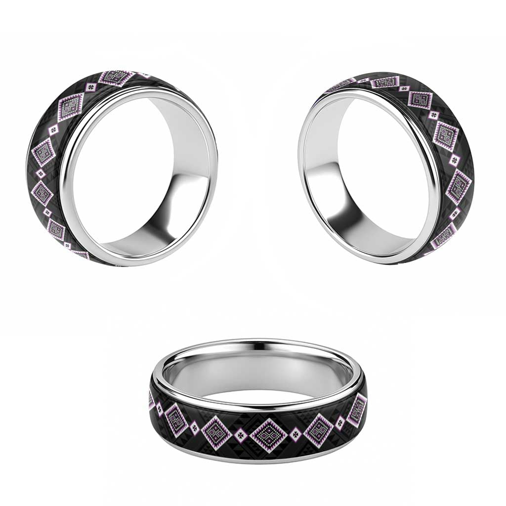 Purple Niho Taniwha Mix Poutama Classic Ring Unique Taniko Aotearoa - Polynesian Pride