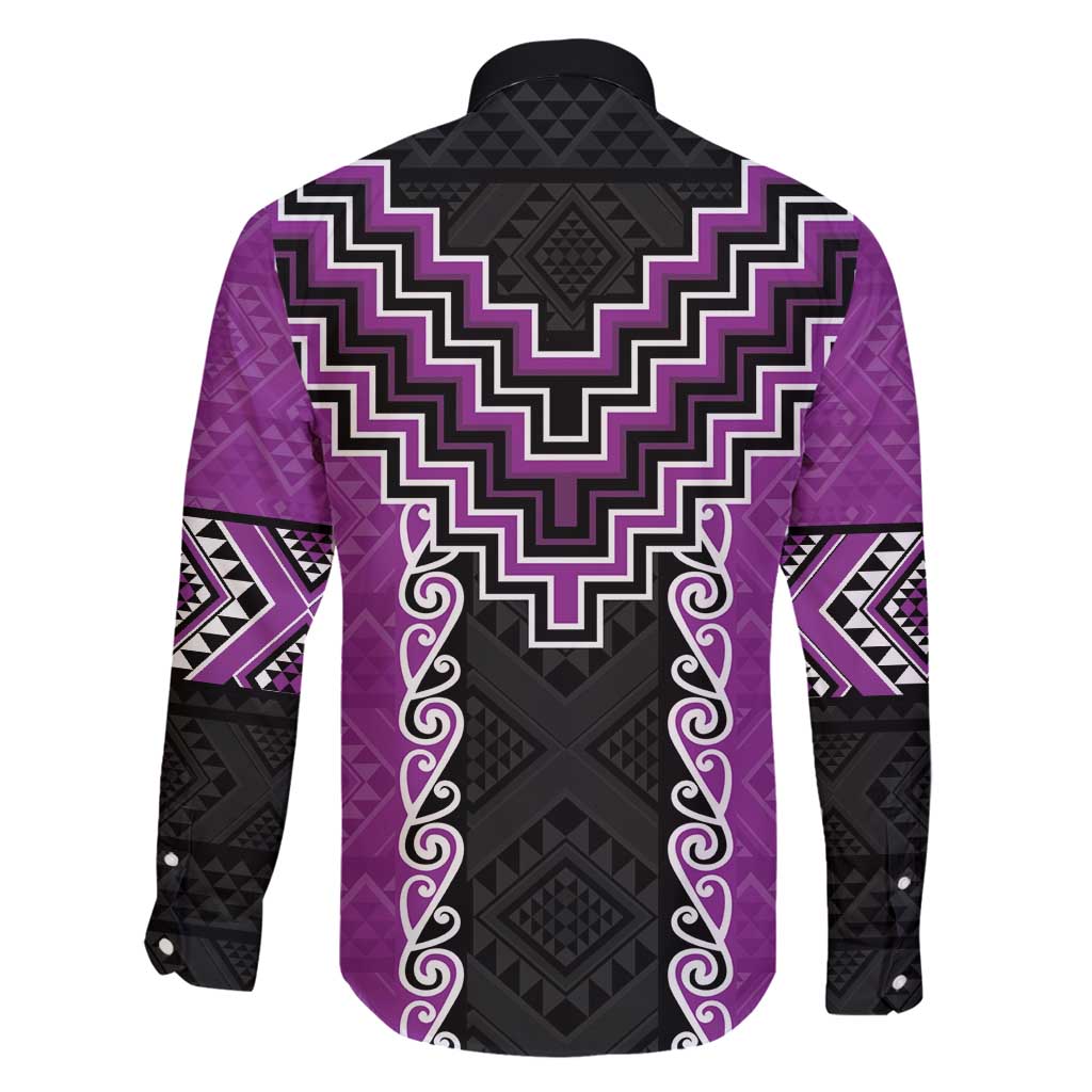 Purple Niho Taniwha Mix Poutama Family Matching Mermaid Dress and Hawaiian Shirt Unique Taniko Aotearoa LT01 - Polynesian Pride