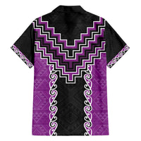 Purple Niho Taniwha Mix Poutama Family Matching Tank Maxi Dress and Hawaiian Shirt Unique Taniko Aotearoa