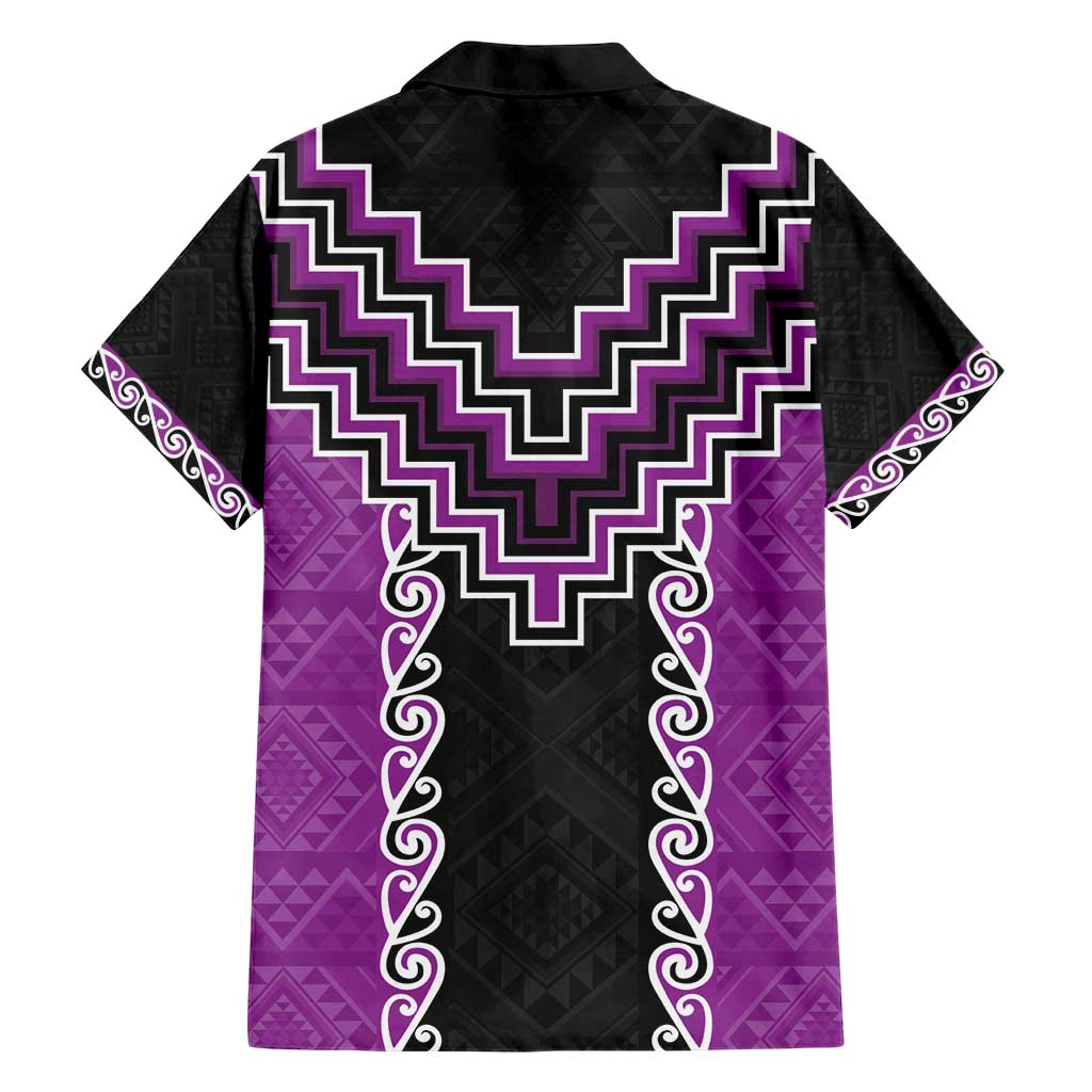 Purple Niho Taniwha Mix Poutama Hawaiian Shirt Unique Taniko Aotearoa