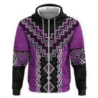 Purple Niho Taniwha Mix Poutama Hoodie Unique Taniko Aotearoa