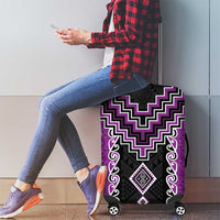 Purple Niho Taniwha Mix Poutama Luggage Cover Unique Taniko Aotearoa