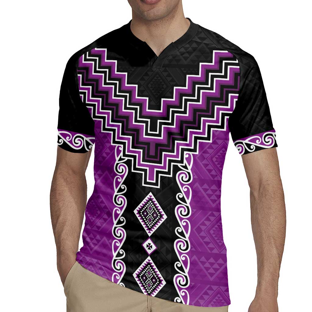 Purple Niho Taniwha Mix Poutama Rugby Jersey Unique Taniko Aotearoa