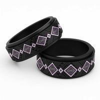 Purple Niho Taniwha Mix Poutama Spinner Ring Unique Taniko Aotearoa - Polynesian Pride