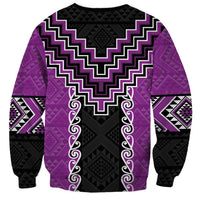 Purple Niho Taniwha Mix Poutama Sweatshirt Unique Taniko Aotearoa