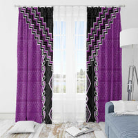 Purple Niho Taniwha Mix Poutama Window Curtain Unique Taniko Aotearoa