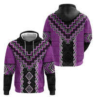 Purple Niho Taniwha Mix Poutama Zip Hoodie Unique Taniko Aotearoa