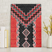 Red Niho Taniwha Mix Poutama Canvas Wall Art Unique Taniko Aotearoa