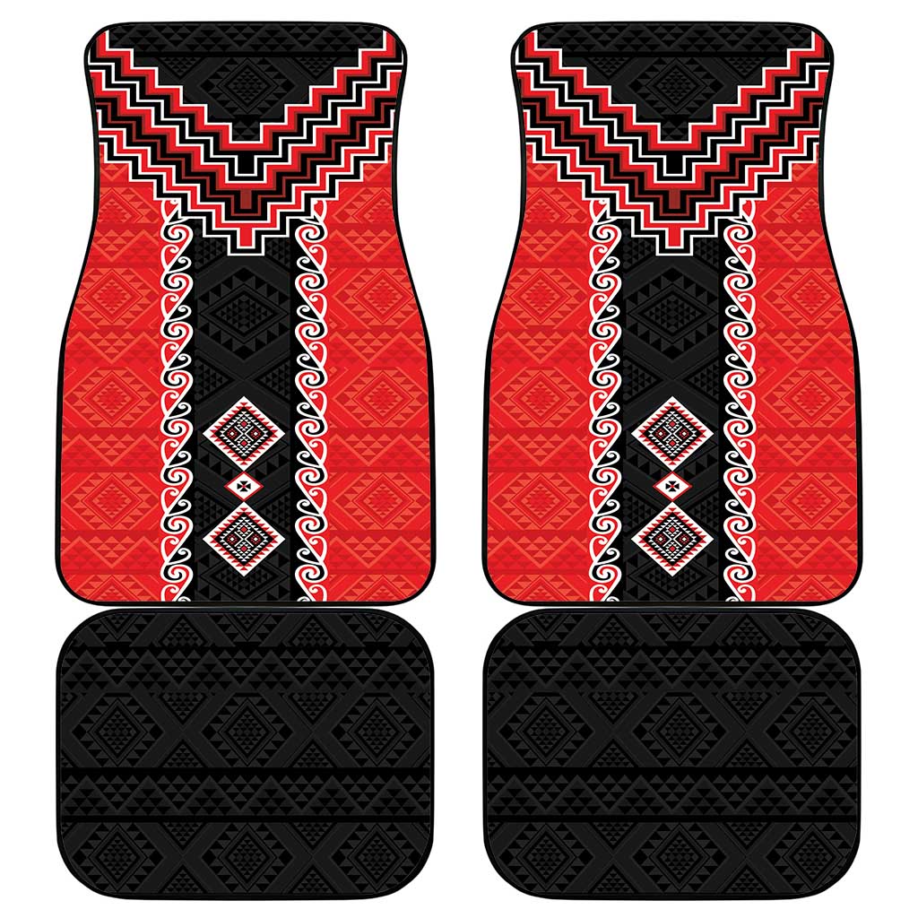 Red Niho Taniwha Mix Poutama Car Mats Unique Taniko Aotearoa