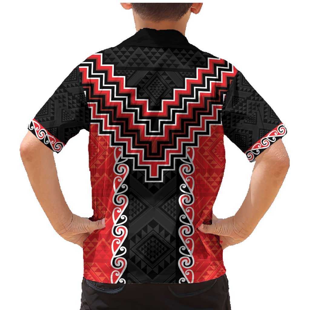 Red Niho Taniwha Mix Poutama Family Matching Mermaid Dress and Hawaiian Shirt Unique Taniko Aotearoa