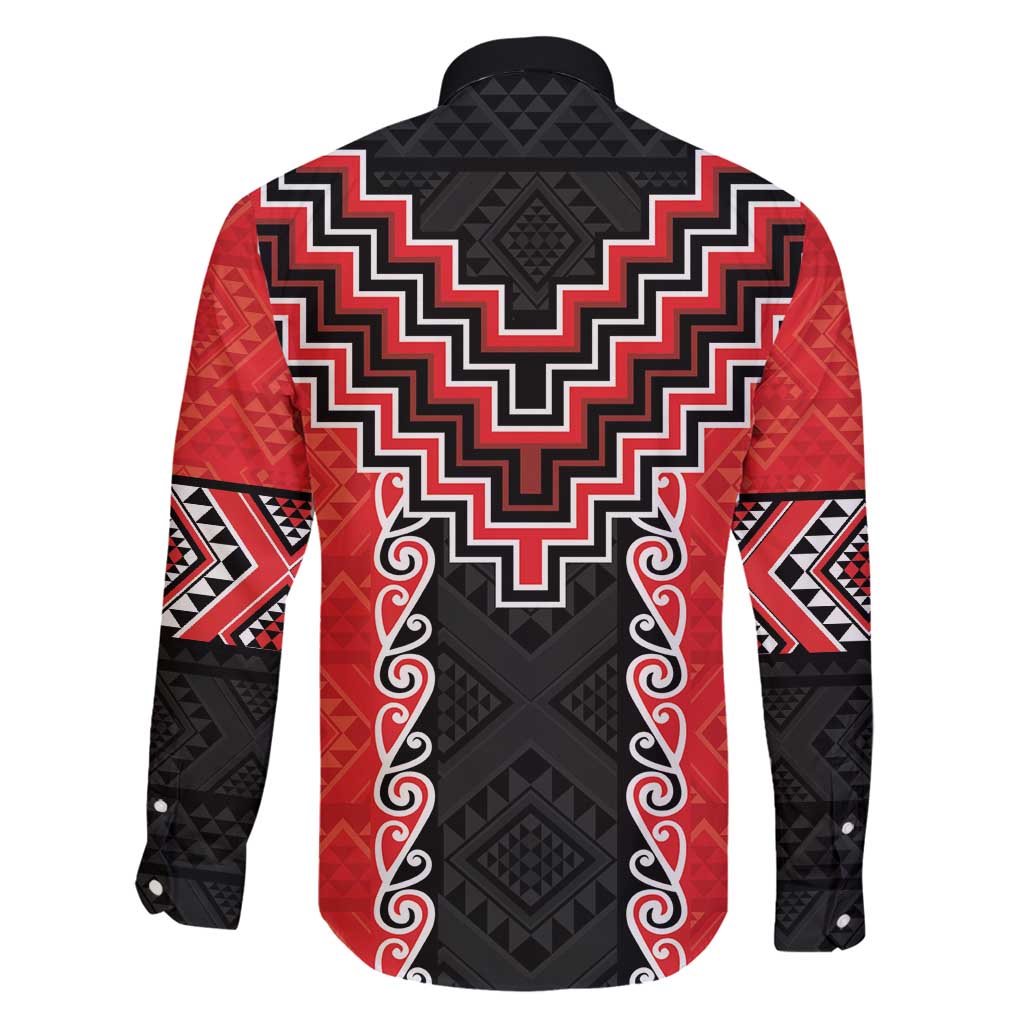 Red Niho Taniwha Mix Poutama Family Matching Puletasi and Hawaiian Shirt Unique Taniko Aotearoa LT01 - Polynesian Pride