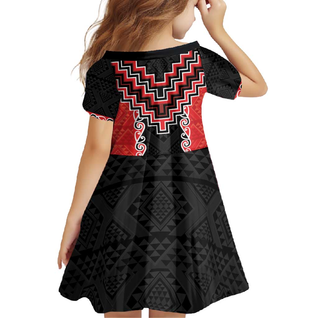 Red Niho Taniwha Mix Poutama Family Matching Summer Maxi Dress and Hawaiian Shirt Unique Taniko Aotearoa LT01 - Polynesian Pride