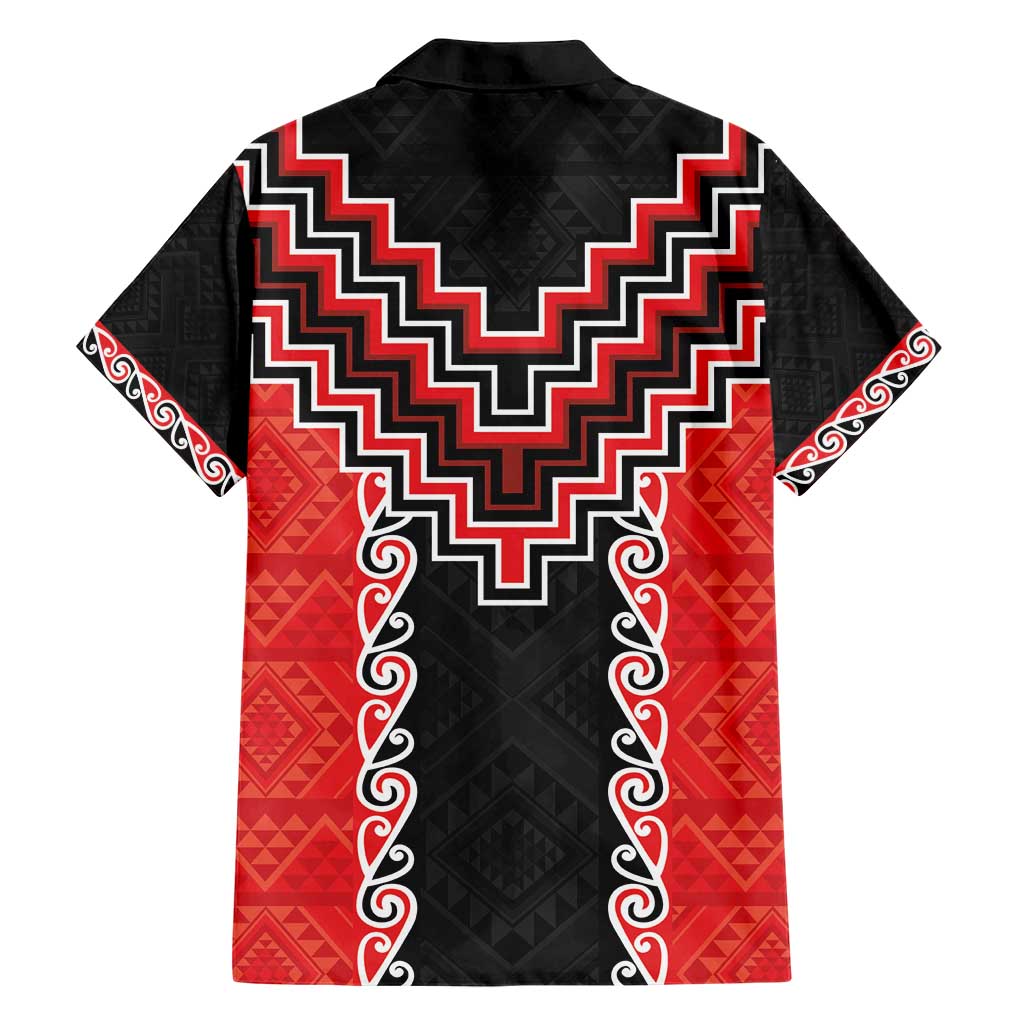 Red Niho Taniwha Mix Poutama Hawaiian Shirt Unique Taniko Aotearoa