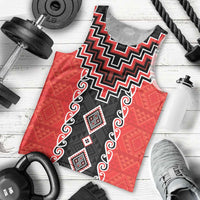 Red Niho Taniwha Mix Poutama Men Tank Top Unique Taniko Aotearoa LT01 - Polynesian Pride