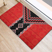Red Niho Taniwha Mix Poutama Rubber Doormat Unique Taniko Aotearoa LT01 - Polynesian Pride