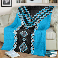 Sky Blue Niho Taniwha Mix Poutama Blanket Unique Taniko Aotearoa