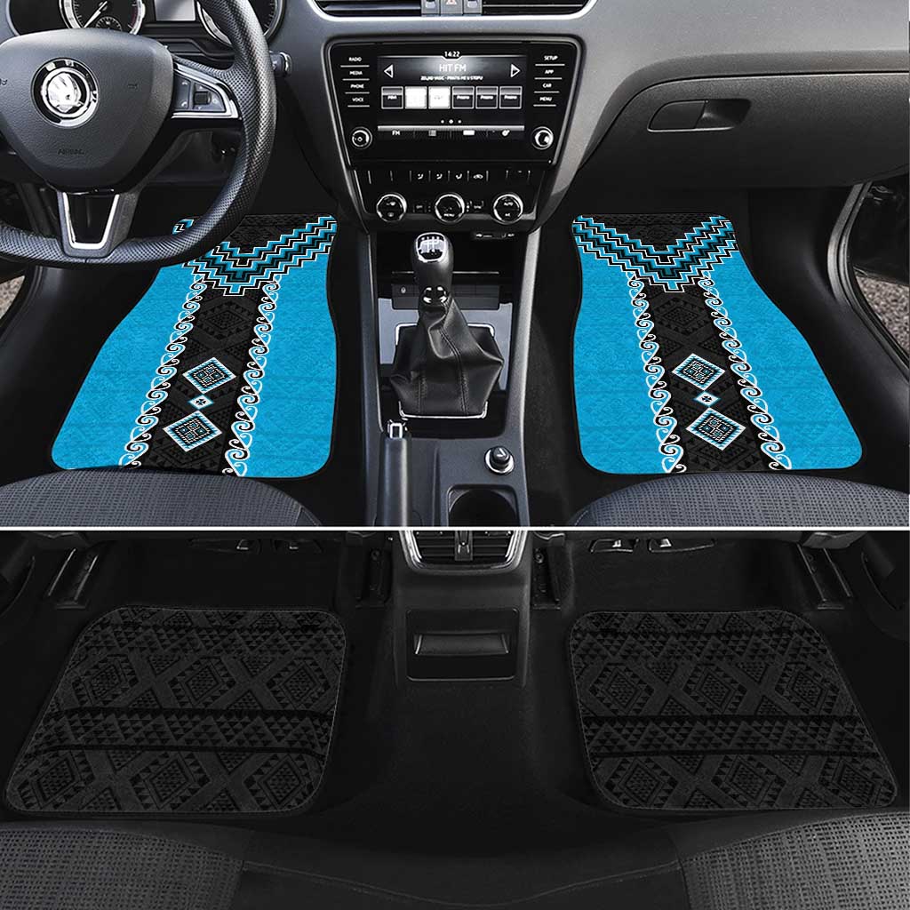 Sky Blue Niho Taniwha Mix Poutama Car Mats Unique Taniko Aotearoa