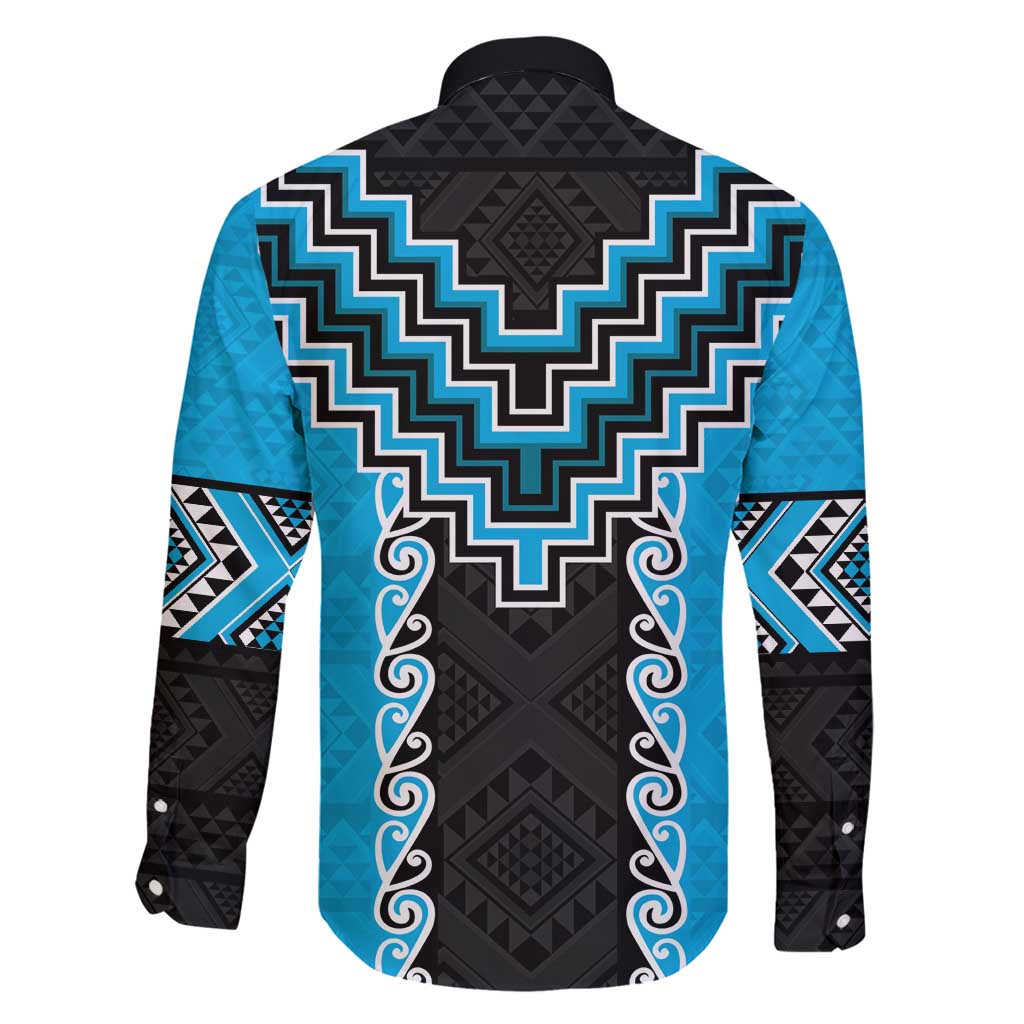 Sky Blue Niho Taniwha Mix Poutama Family Matching Puletasi and Hawaiian Shirt Unique Taniko Aotearoa LT01 - Polynesian Pride