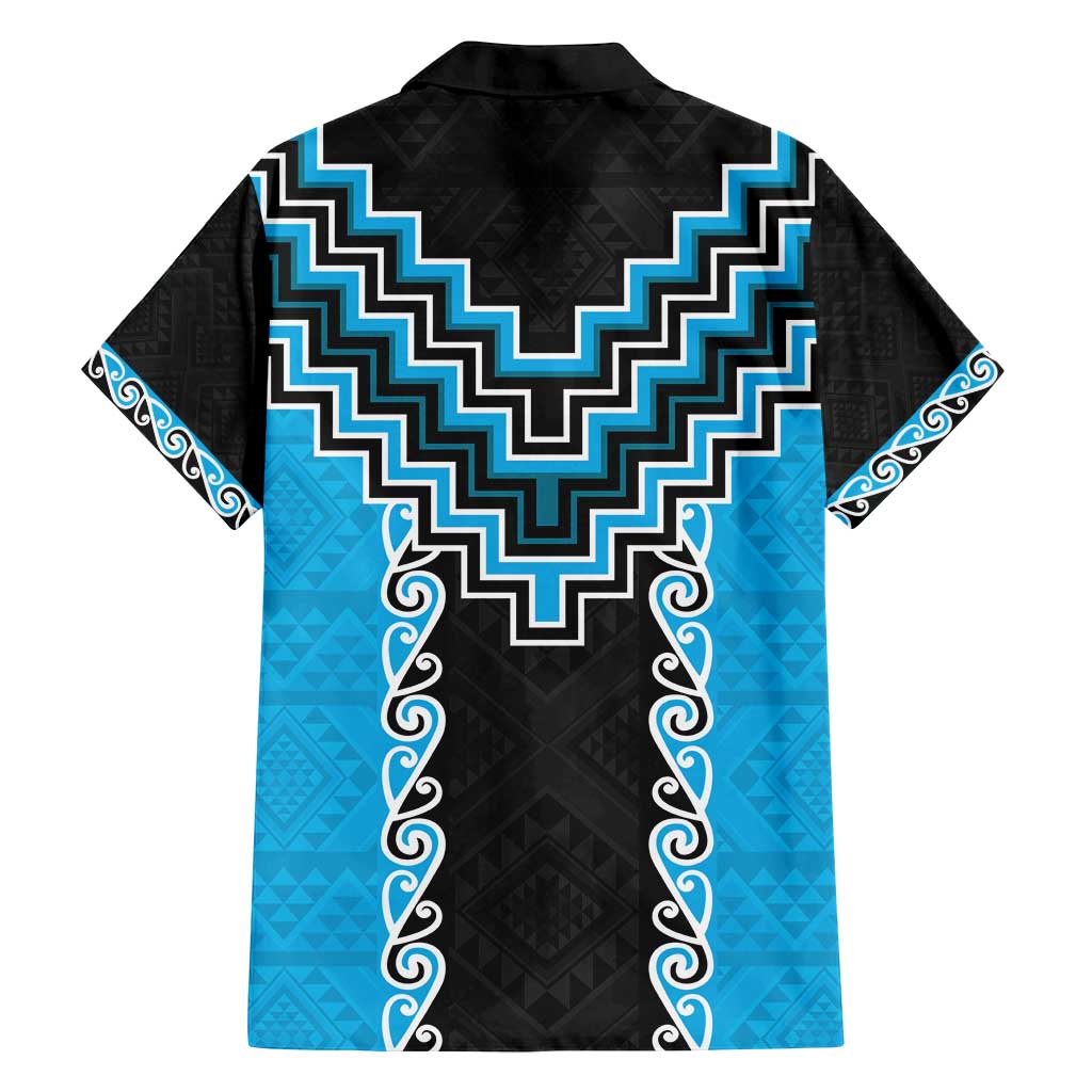 Sky Blue Niho Taniwha Mix Poutama Family Matching Summer Maxi Dress and Hawaiian Shirt Unique Taniko Aotearoa LT01 - Polynesian Pride
