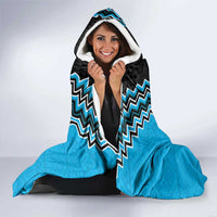 Sky Blue Niho Taniwha Mix Poutama Hooded Blanket Unique Taniko Aotearoa