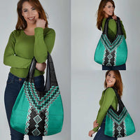Teal Niho Taniwha Mix Poutama Grocery Bag Unique Taniko Aotearoa LT01 - Polynesian Pride